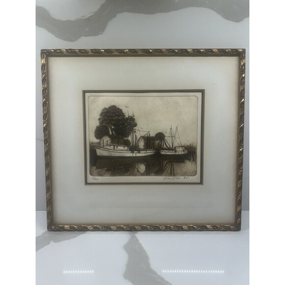 1975 GINGRAS, Gilles Emmanuel "Untitled-Dock" Etching Signed in Pencil 19 of 100